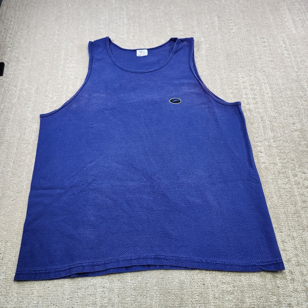 Vintage Speedo‎ Shirt Men Large Tank Top Waffle Knit Cotton Surf Beach USA